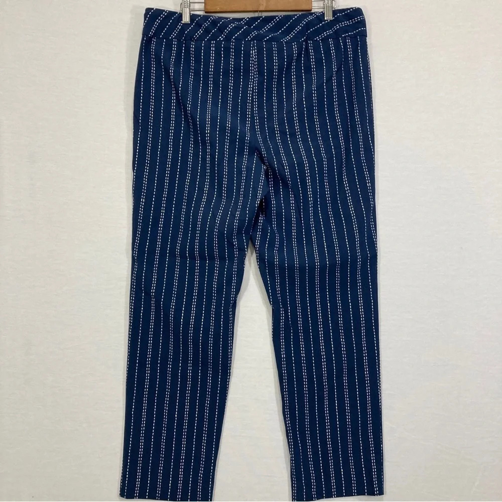 Melissa Paige Navy White Striped Pull-on Slim Leg Pants XL - Picture 7 of 8
